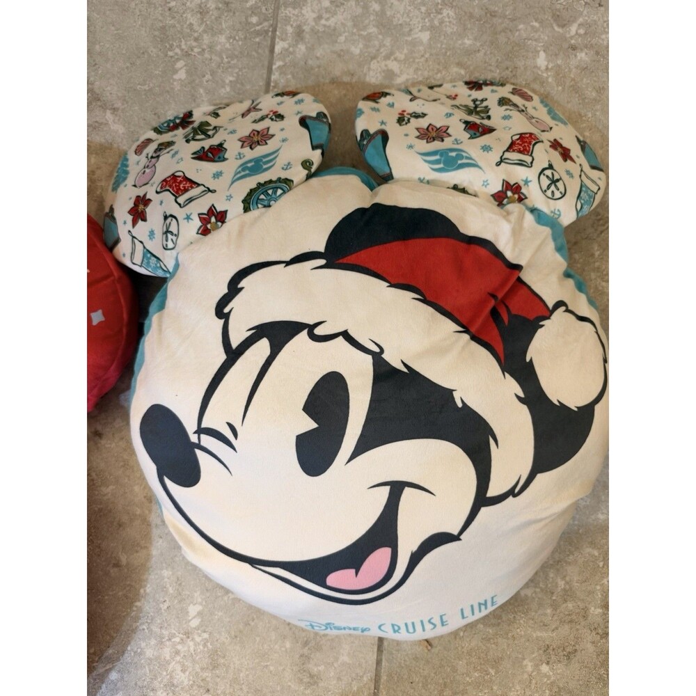 Disney Cruise Line DCL Christmas Mickey Minnie Mouse Santa Pillow Pajama Bag